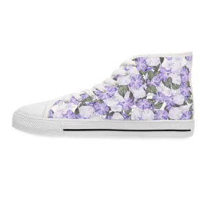 Women's High Top Sneakers, Floral Print Shoes, Purple Bridesmaid Sneakers, Pastel Canvas Hi-Tops, Cottagecore, Fairycore, Romantic Print (6)