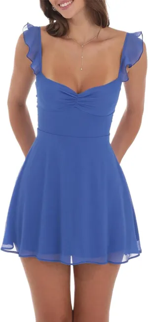 Women´s Lace Strap A-Line Dress Sleeveless Low Cut Backless Graduation Mini Dress Y2K Summer Beach Party Sundress