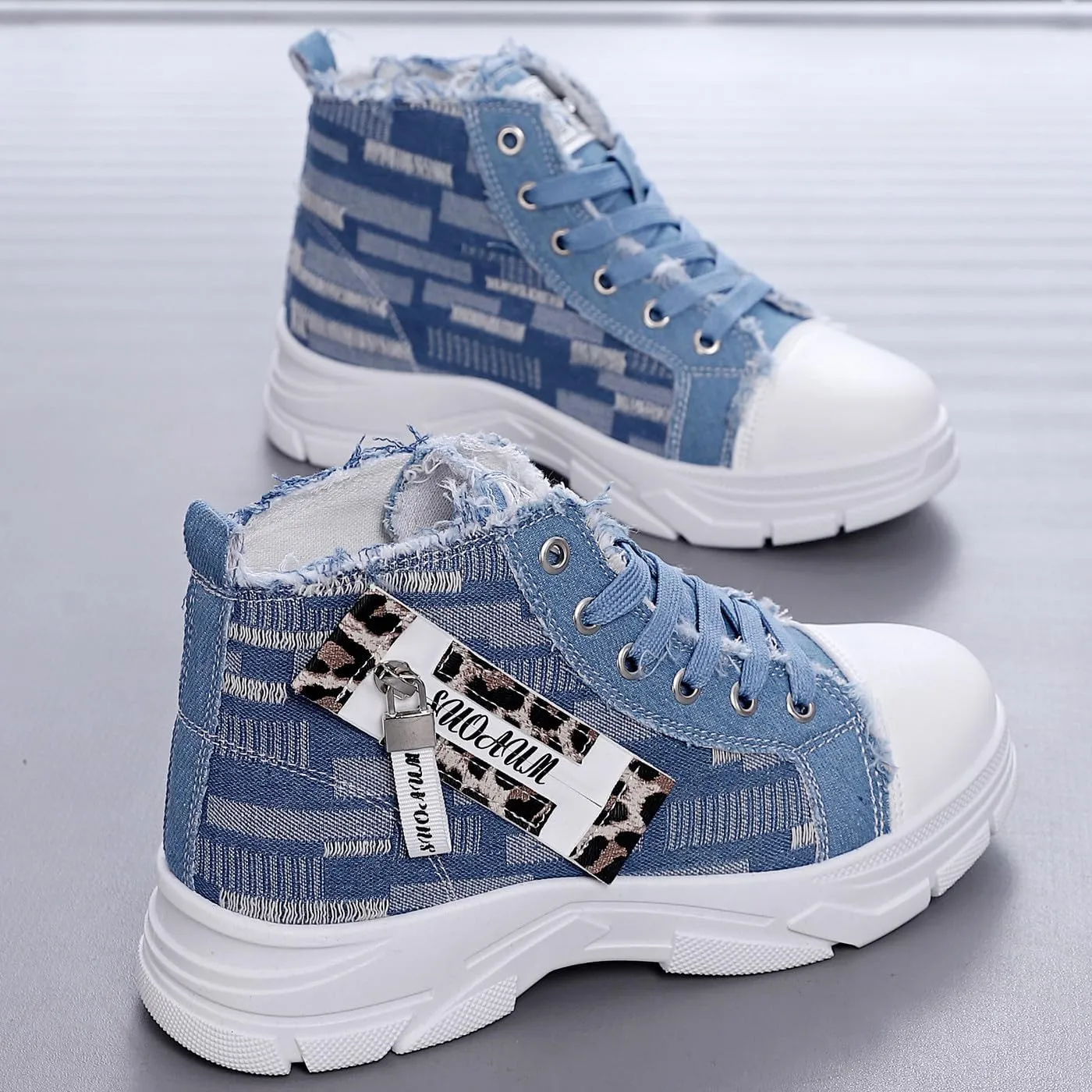 Women's Lightweight Platform High Top Canvas Sneakers Breathable Running Walking Shoes