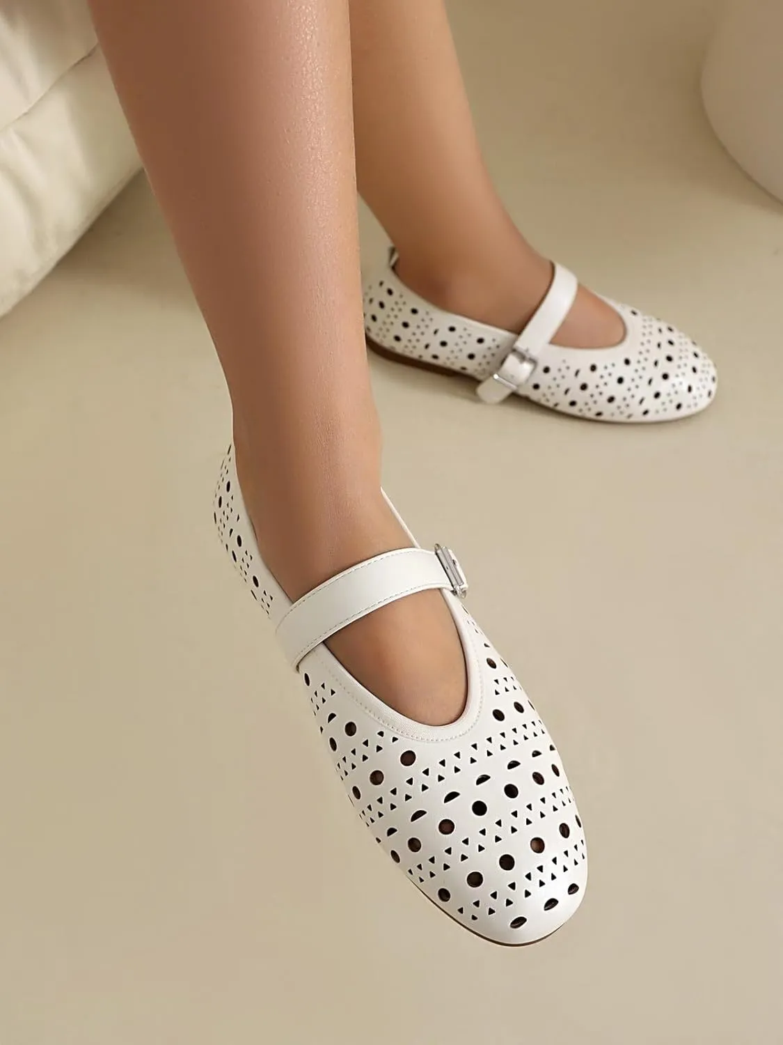 Women's Mary Jane Flats Studded Comfortable Ballet Flat Dressy Casual Ballerina Shoes