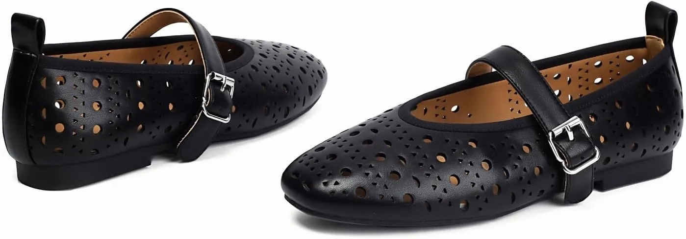 Women's Mary Jane Flats Studded Comfortable Ballet Flat Dressy Casual Ballerina Shoes