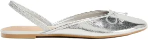 Women's Metallic Bow Slingback Ballet Flats 0.6 Inch Sole Height Comfortable Ballerina Shoes