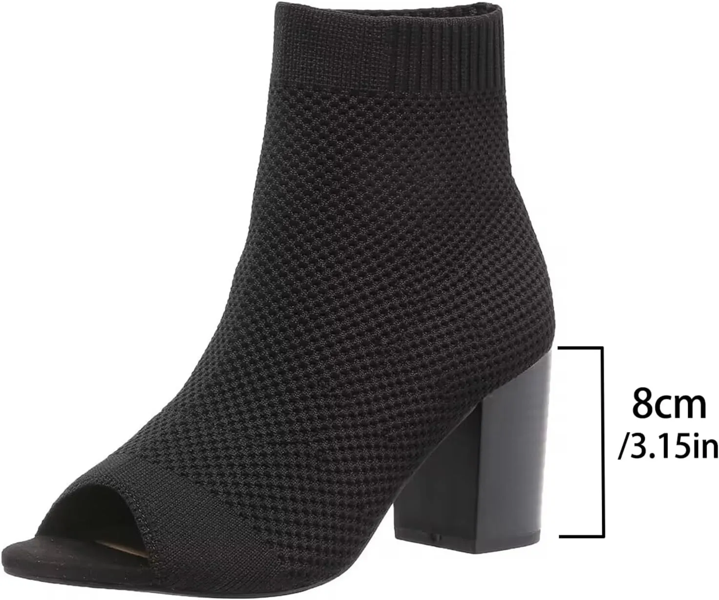 Womens Open Toe Knit Chunky Block Heels Sandal Summer Casual Slip On Breathable Sock Boots Fashion High Heel Booties for Women