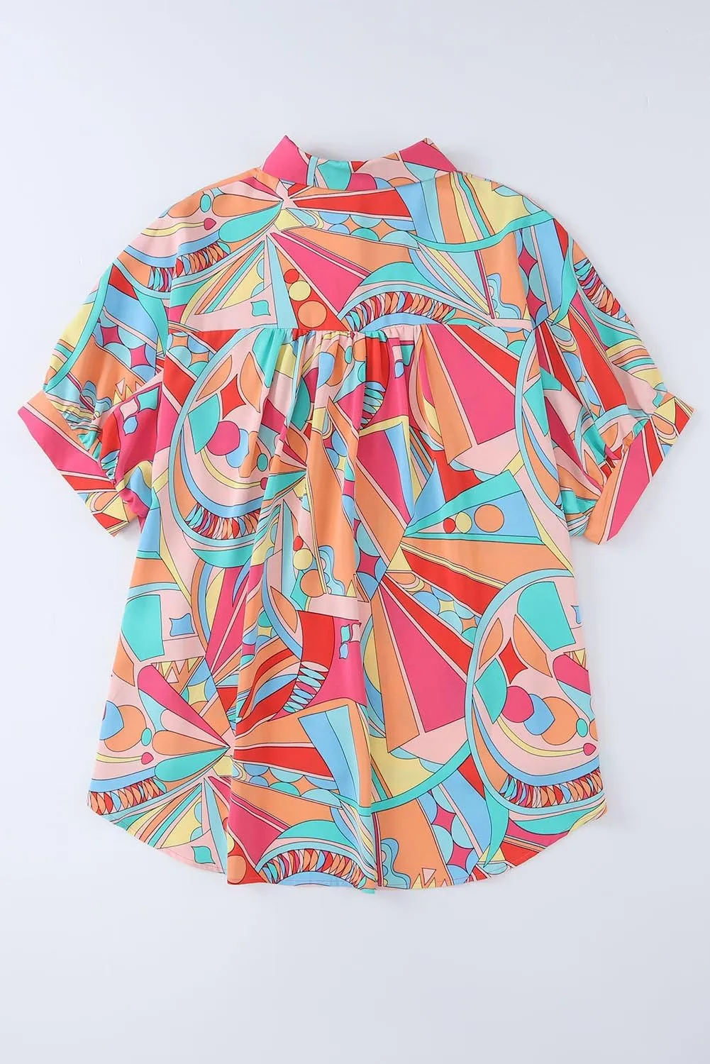Womens Printed Five Quarter Sleeve Pullover Blouse Short Sleeves Spring Summer Loose Casual Plus Size Shirt