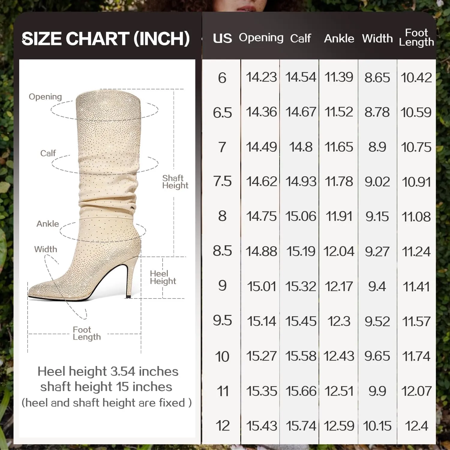 Womens Rhinestone Knee High Boots Sparkly Slouchy Tall Boots Pointed Toe High Heel Wide Calf Glitter Stiletto Boot for Women