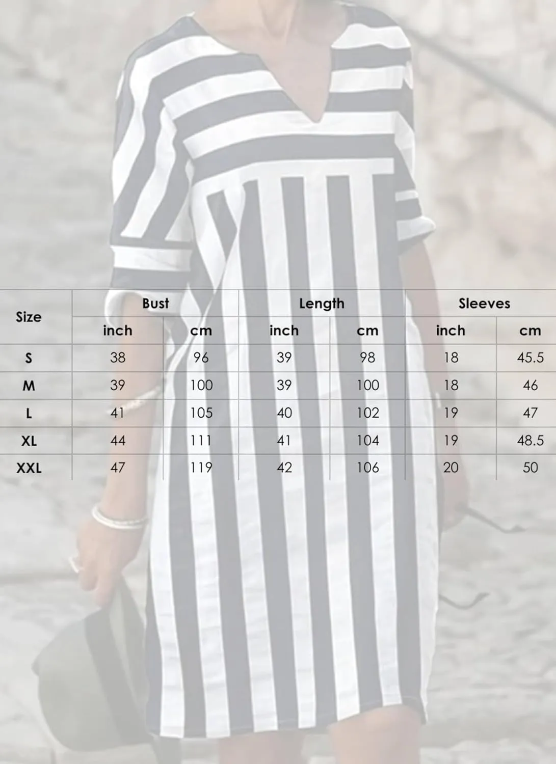 Womens Semi Casual Loose Fit Striped Shift Mini Dress Summer V Neck 3/4 Sleeve Daily Office Dress