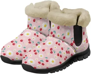 Womens Snow Boots Fur Lined Warm Booties Winter Shoes Anti-Skid Lightweight Ankle Boots Casual Wear