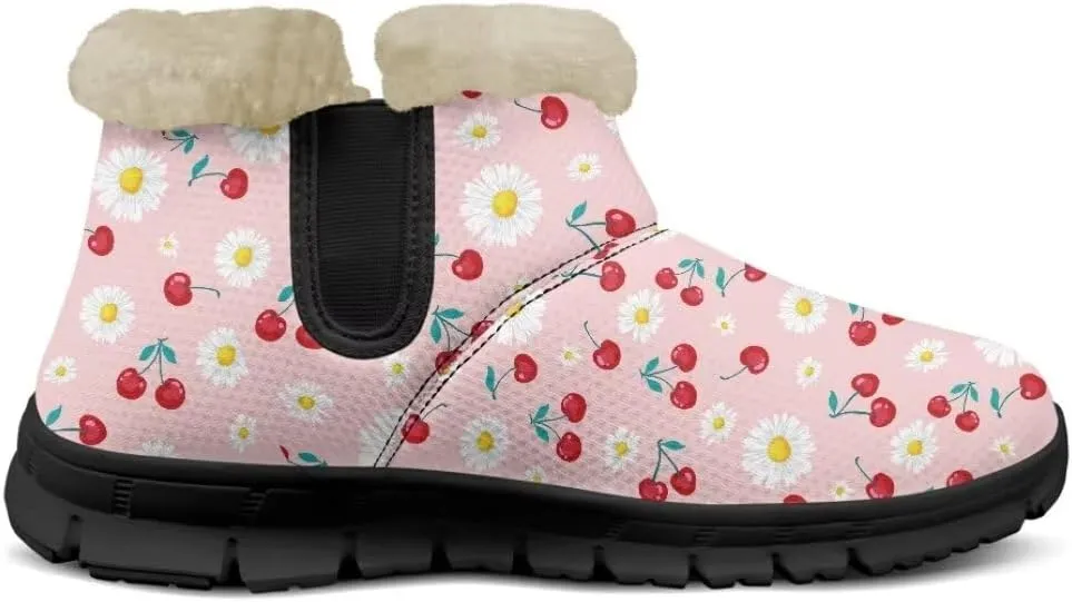 Womens Snow Boots Fur Lined Warm Booties Winter Shoes Anti-Skid Lightweight Ankle Boots Casual Wear