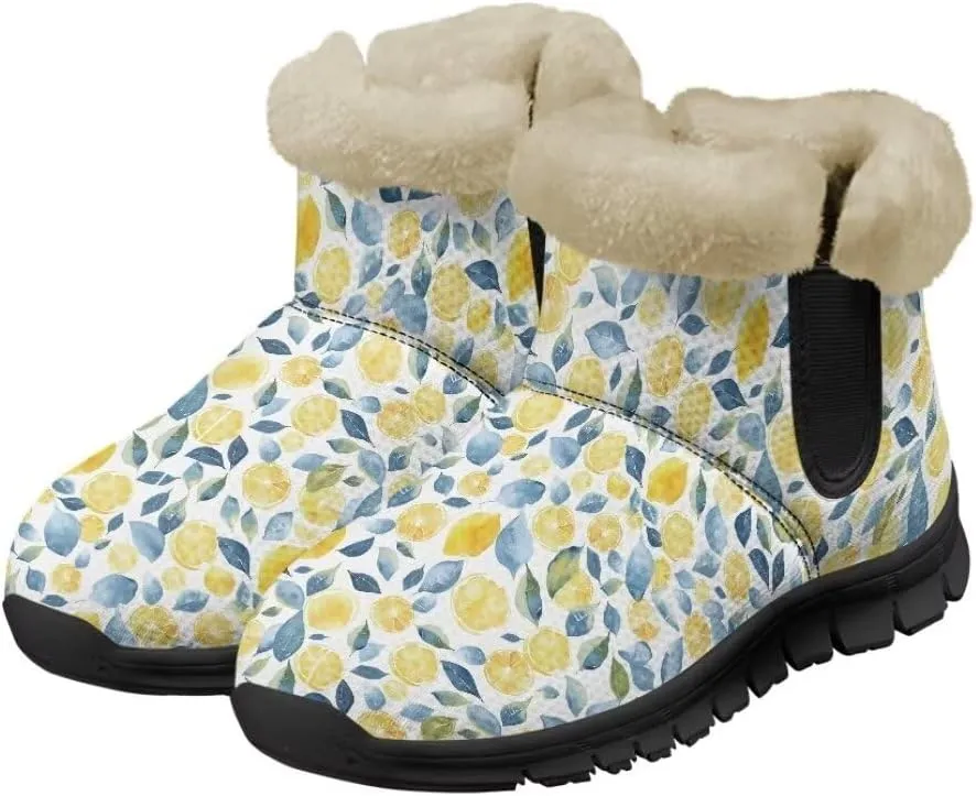 Womens Snow Boots Fur Lined Warm Booties Winter Shoes Anti-Skid Lightweight Ankle Boots Casual Wear