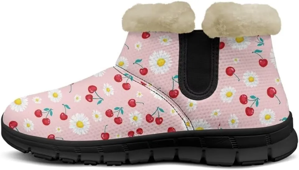Womens Snow Boots Fur Lined Warm Booties Winter Shoes Anti-Skid Lightweight Ankle Boots Casual Wear
