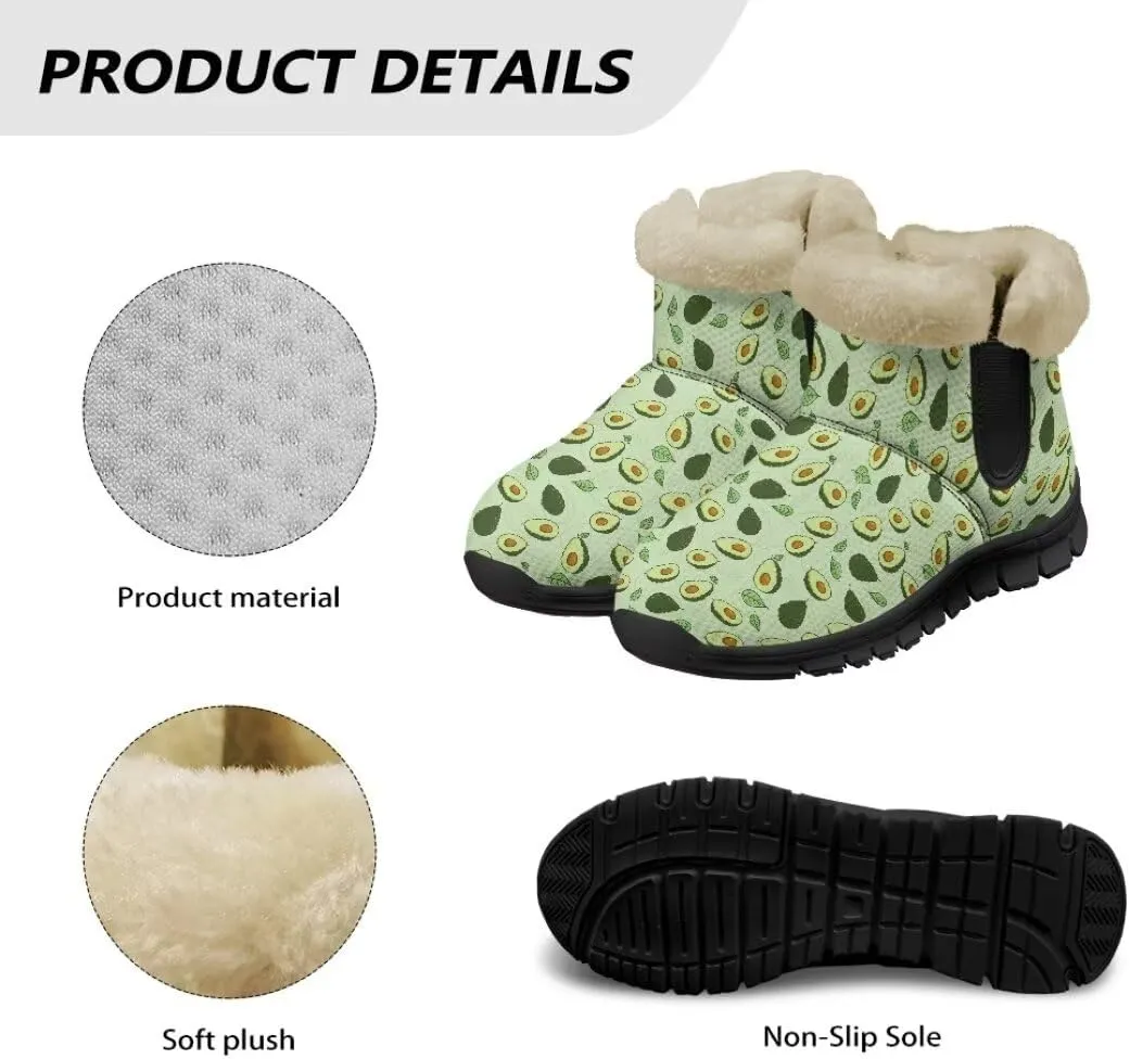 Womens Snow Boots Fur Lined Warm Booties Winter Shoes Anti-Skid Lightweight Ankle Boots Casual Wear