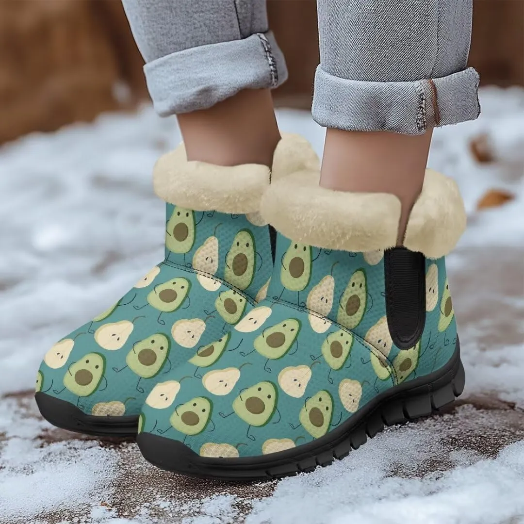 Womens Snow Boots Fur Lined Warm Booties Winter Shoes Anti-Skid Lightweight Ankle Boots Casual Wear