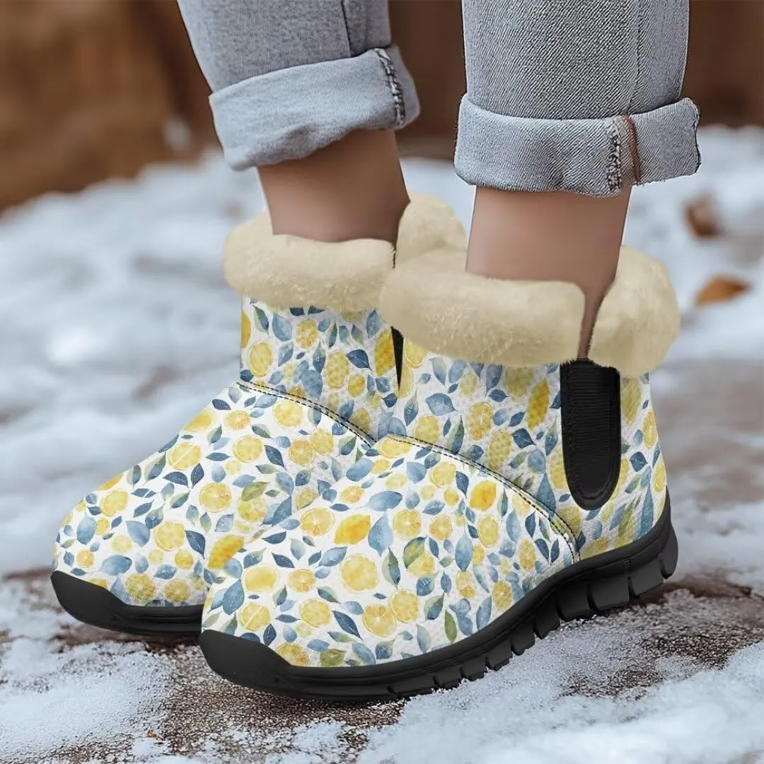 Womens Snow Boots Fur Lined Warm Booties Winter Shoes Anti-Skid Lightweight Ankle Boots Casual Wear