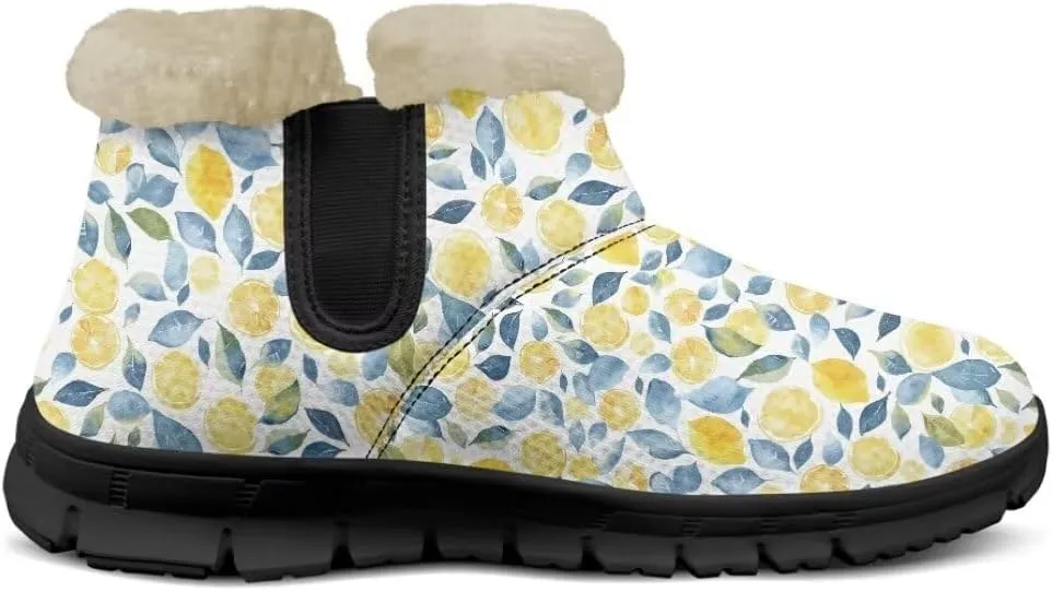 Womens Snow Boots Fur Lined Warm Booties Winter Shoes Anti-Skid Lightweight Ankle Boots Casual Wear