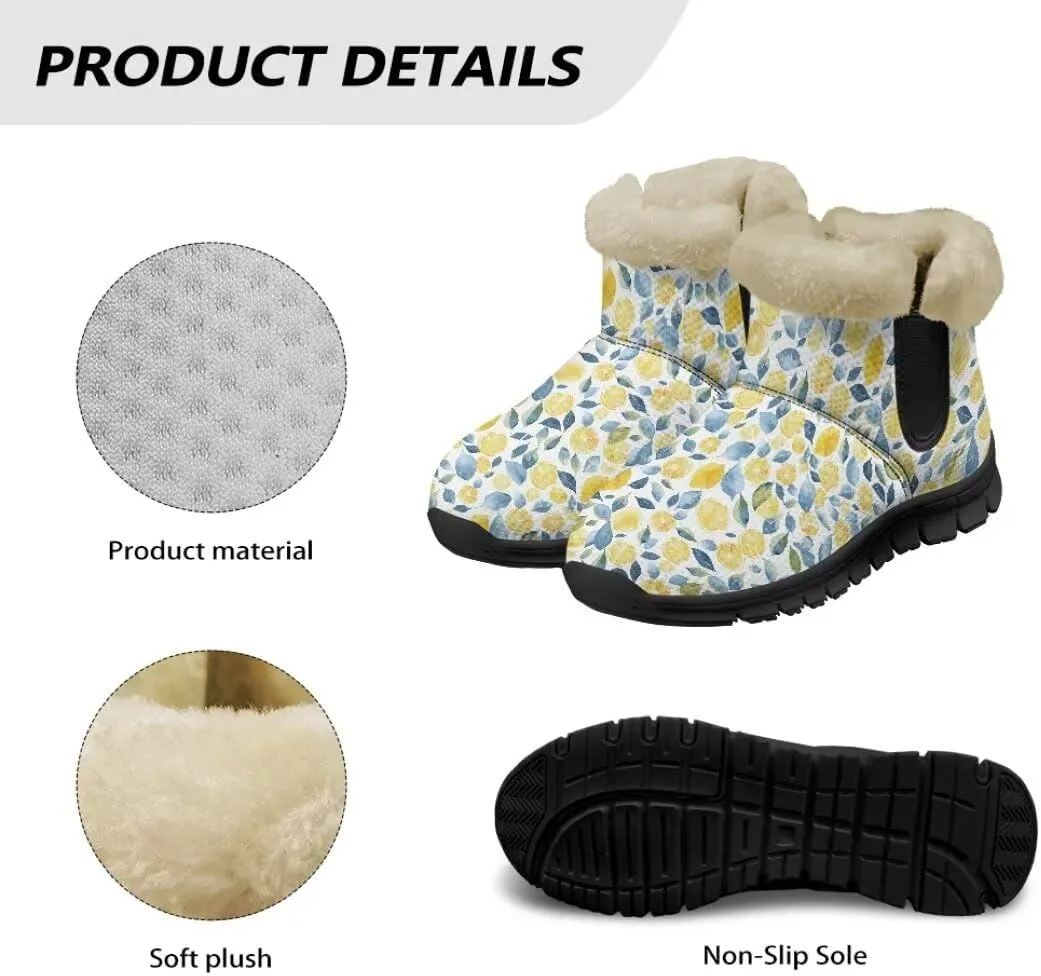 Womens Snow Boots Fur Lined Warm Booties Winter Shoes Anti-Skid Lightweight Ankle Boots Casual Wear