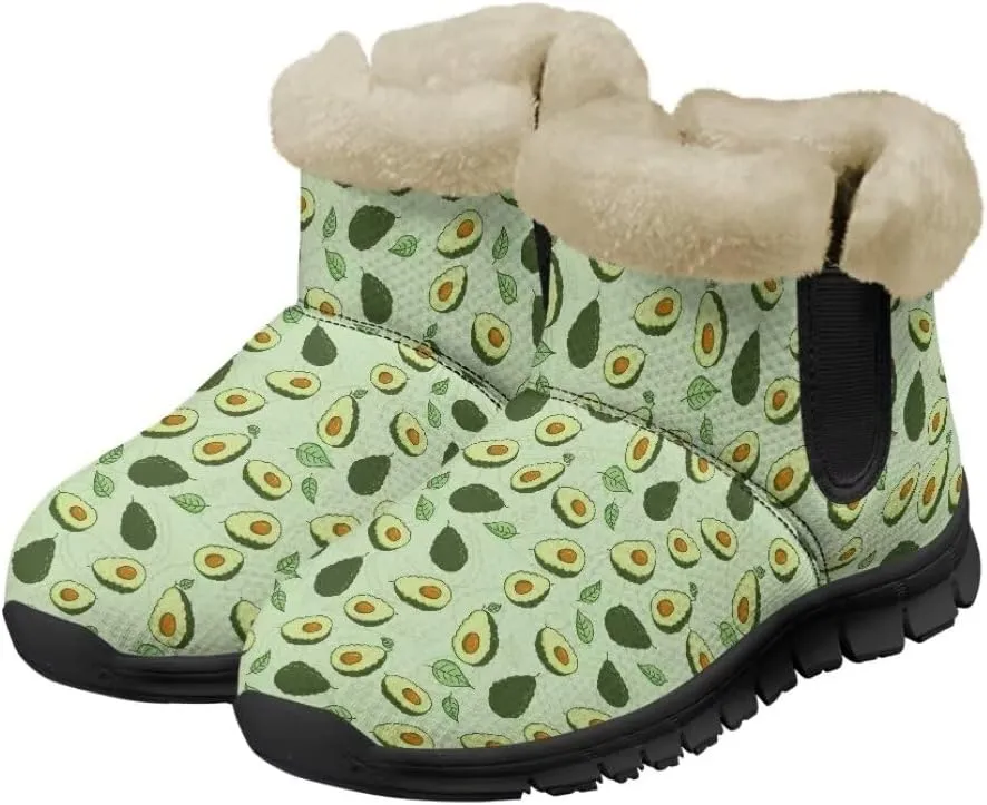 Womens Snow Boots Fur Lined Warm Booties Winter Shoes Anti-Skid Lightweight Ankle Boots Casual Wear