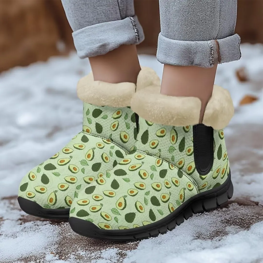 Womens Snow Boots Fur Lined Warm Booties Winter Shoes Anti-Skid Lightweight Ankle Boots Casual Wear