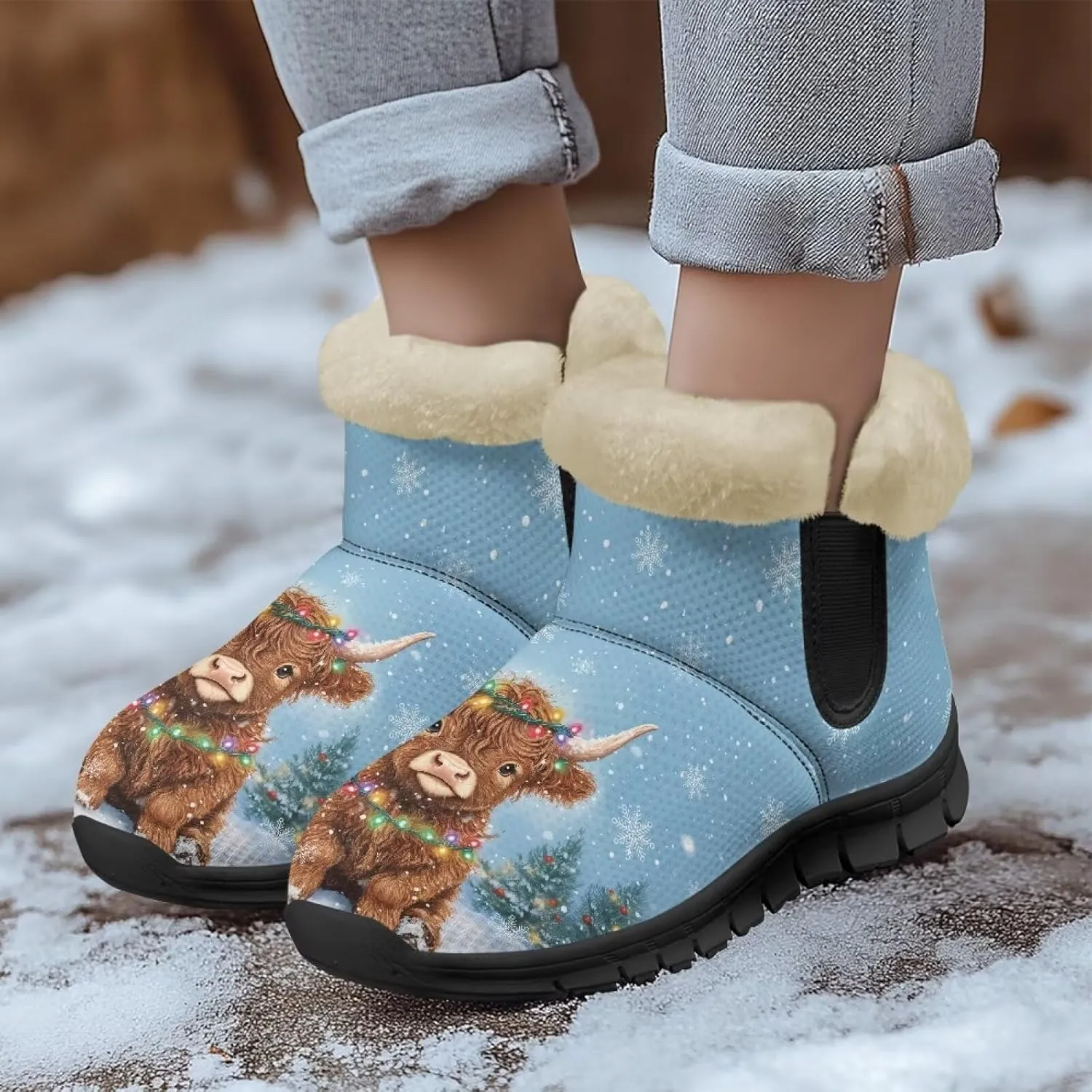 Women's Snow Boots Winter Comfy Plush Warm Ankle Boot Anti-Slip Waterproof Comfortable Slip On Outdoor Booties for Hiking Walking