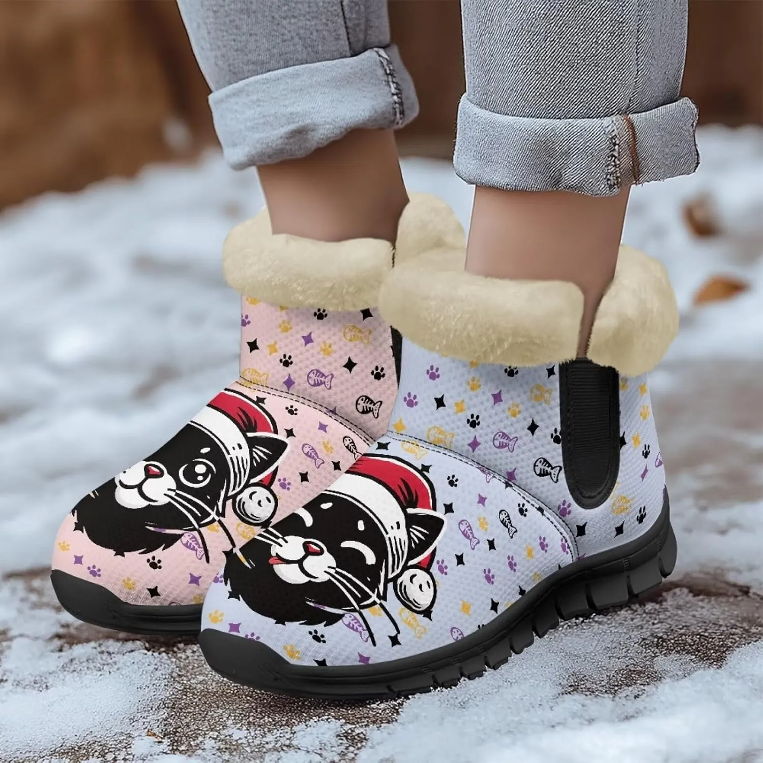 Women's Snow Boots Winter Comfy Plush Warm Ankle Boot Anti-Slip Waterproof Comfortable Slip On Outdoor Booties for Hiking Walking