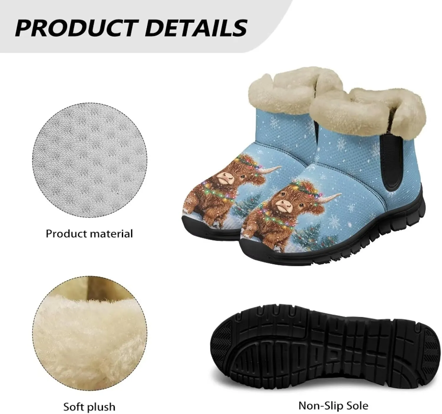 Women's Snow Boots Winter Comfy Plush Warm Ankle Boot Anti-Slip Waterproof Comfortable Slip On Outdoor Booties for Hiking Walking