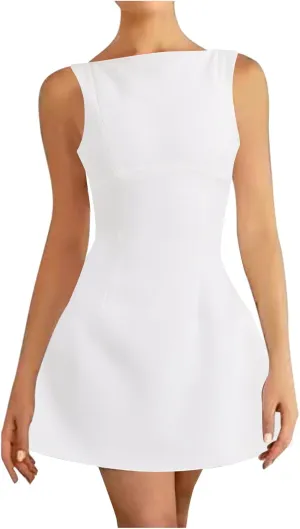 Women's Summer Sleeveless Bodycon Mini Dress Strapless Slim Fit Basic Casual Dresses Club Party Cocktail Short Dress