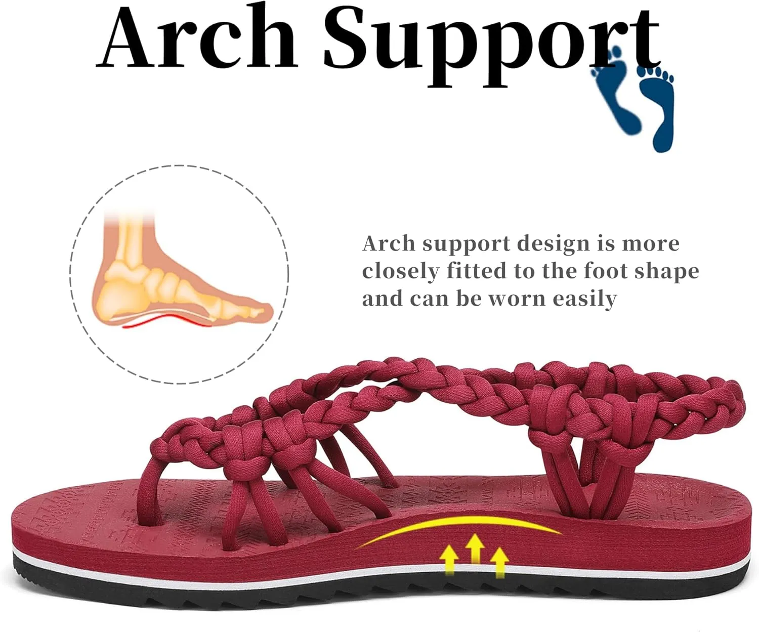 Women's Walking Sandals Arch Support Orthopedic Recovery Flats Sandals Cushion Adjustable Strap for Plantar Fasciitis