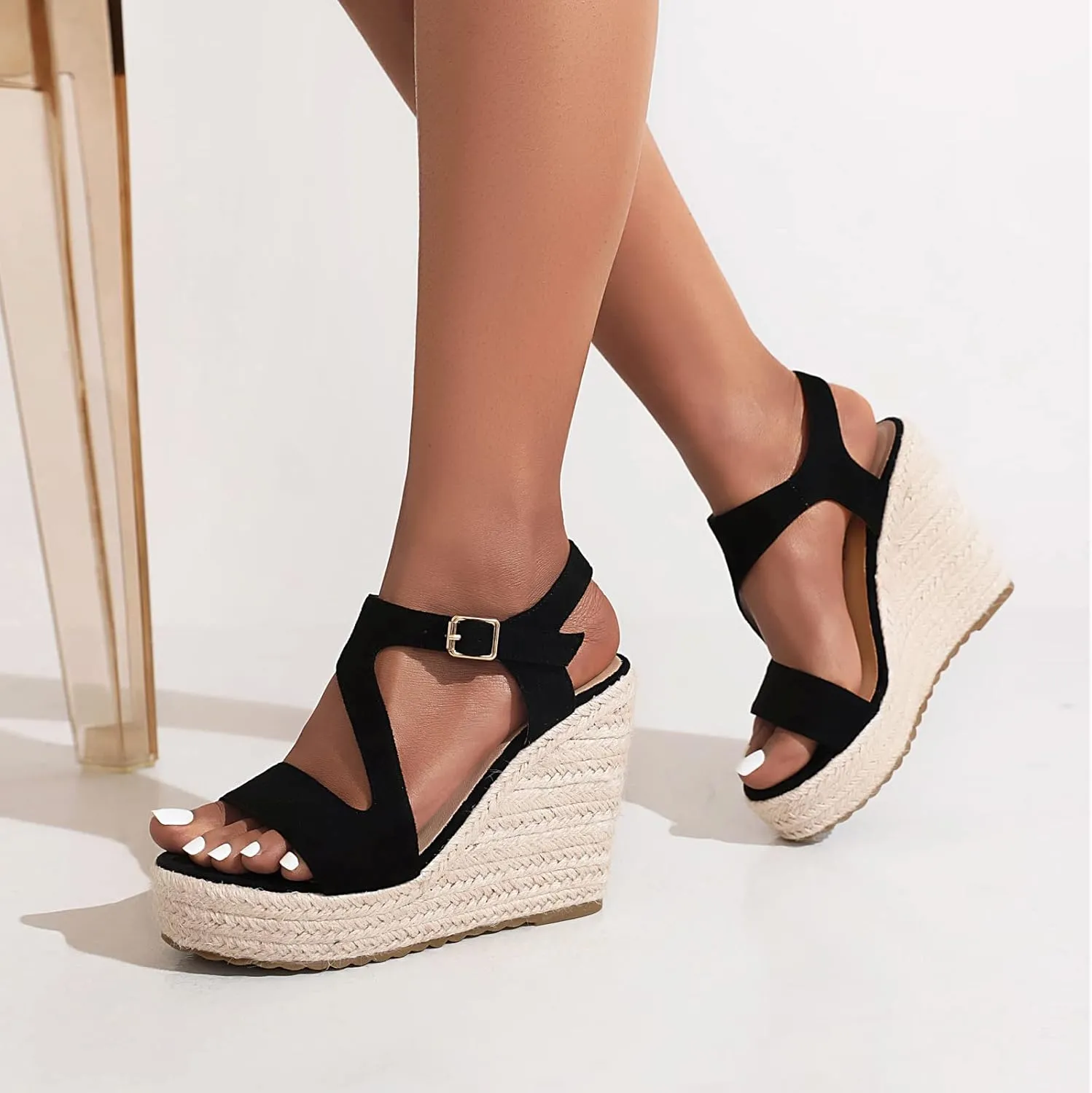 Women's Wedge Sandals, Espadrille Platform Summer Sandals, Wedge Ankle Strap Open Toe Sandals