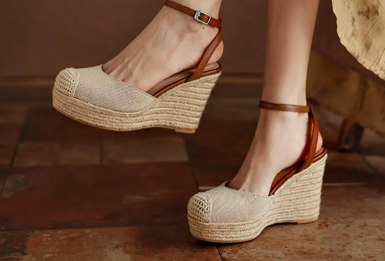 Women's Wedge Sandals, Woven Rustic Style, Exquisite Comfortable High-Heeled Summer Sandals