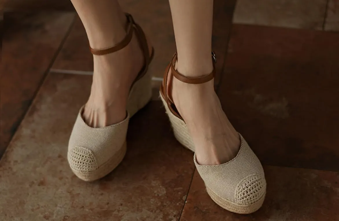 Women's Wedge Sandals, Woven Rustic Style, Exquisite Comfortable High-Heeled Summer Sandals