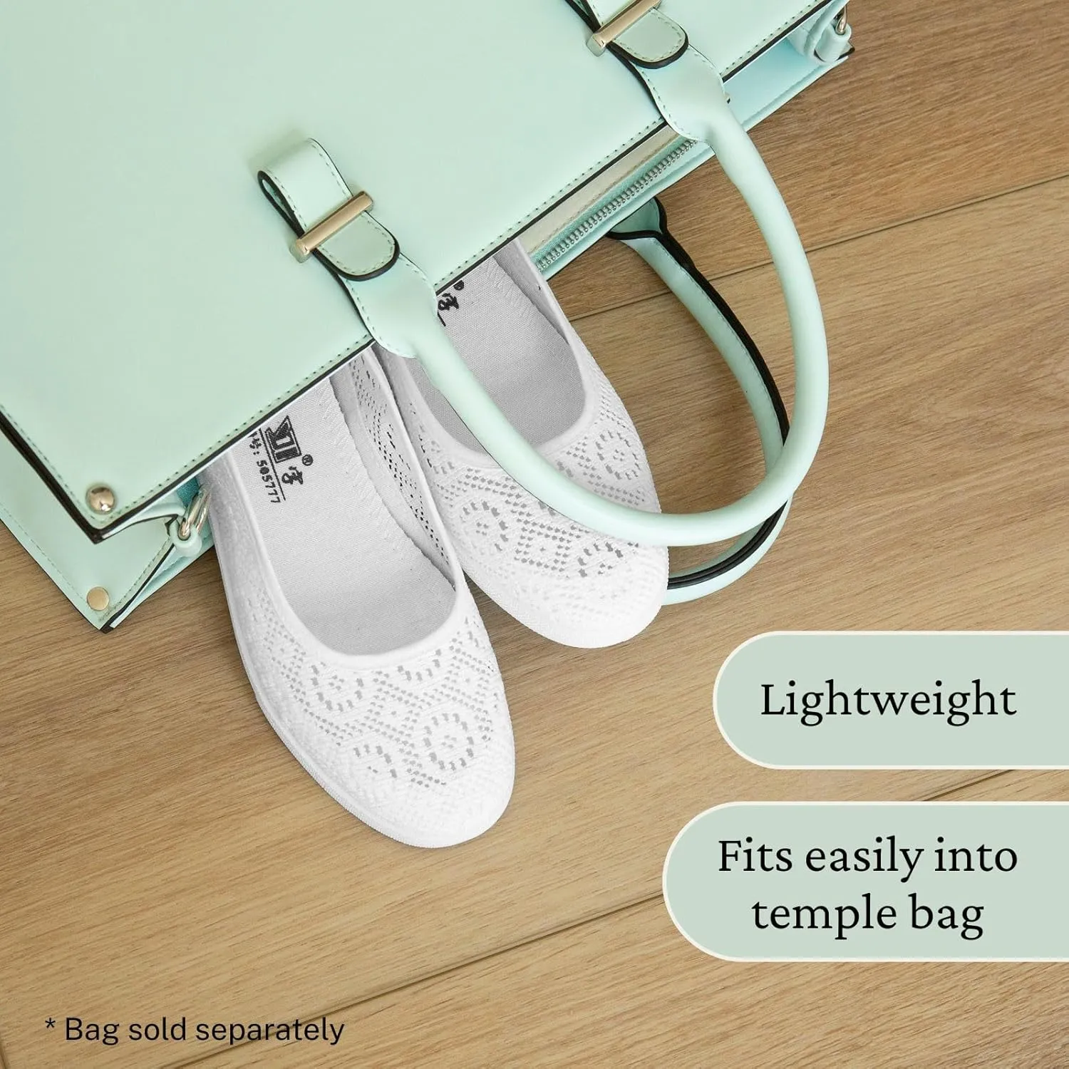 Women’s White Temple Shoes – Comfortable Slip-On Flats with Crochet Lace – Lightweight, Non-Slip Temple Footwear