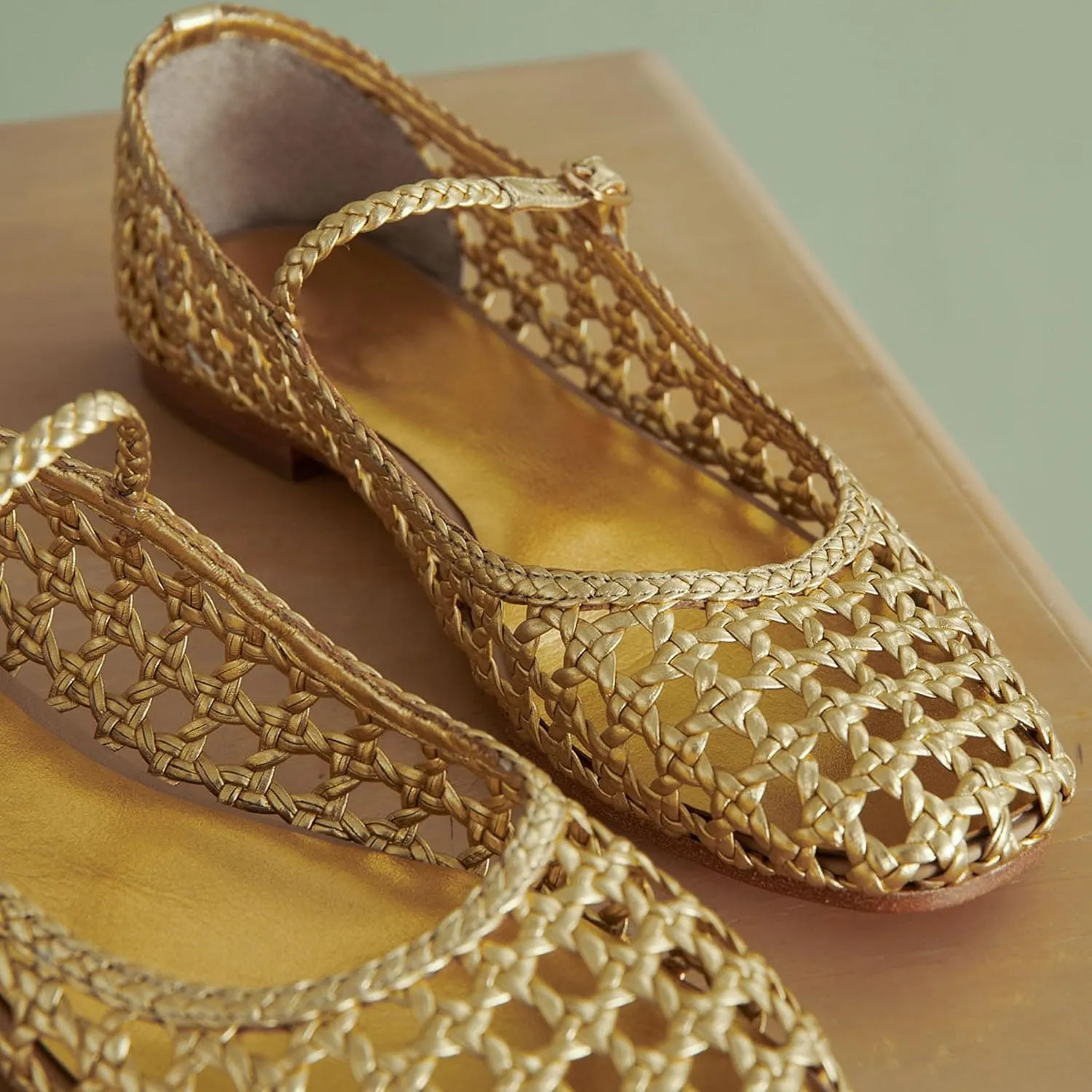 Woven Mesh Ballet Flats for Women Square Toe Mary Jane Flats Buckle Strap Flat Shoes Comfortable Ballerina Flats Dressy Mesh Shoes Casual Mary Janes for Women