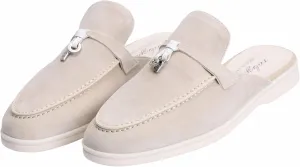 XOBZJH Designer Women's Mules Flat Heel - Suede Leather Flats with Tassel Detail, Comfortable Slip-On Backless Loafers,Casual & Work Shoes