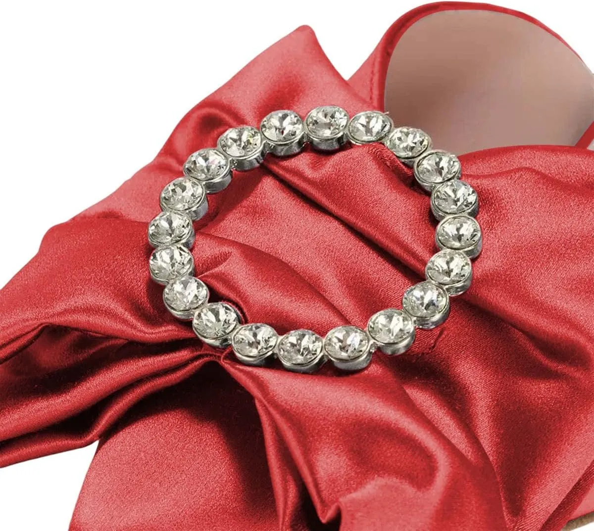 XYD Women Rhinestone Buckle Bowknot Closed Pointed Toe Mule Flats Easy Slip On Low Heel Sandals Satin Dress Evening Casual Shoes