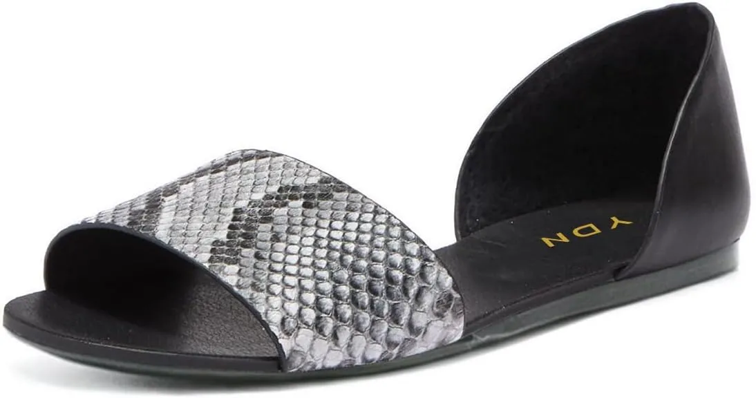 YDN Women Comfortable Open Toe Slip On D'Orsay Flats Low Heels Sandals Shoes Casual Walking Dress Size 4-16 US