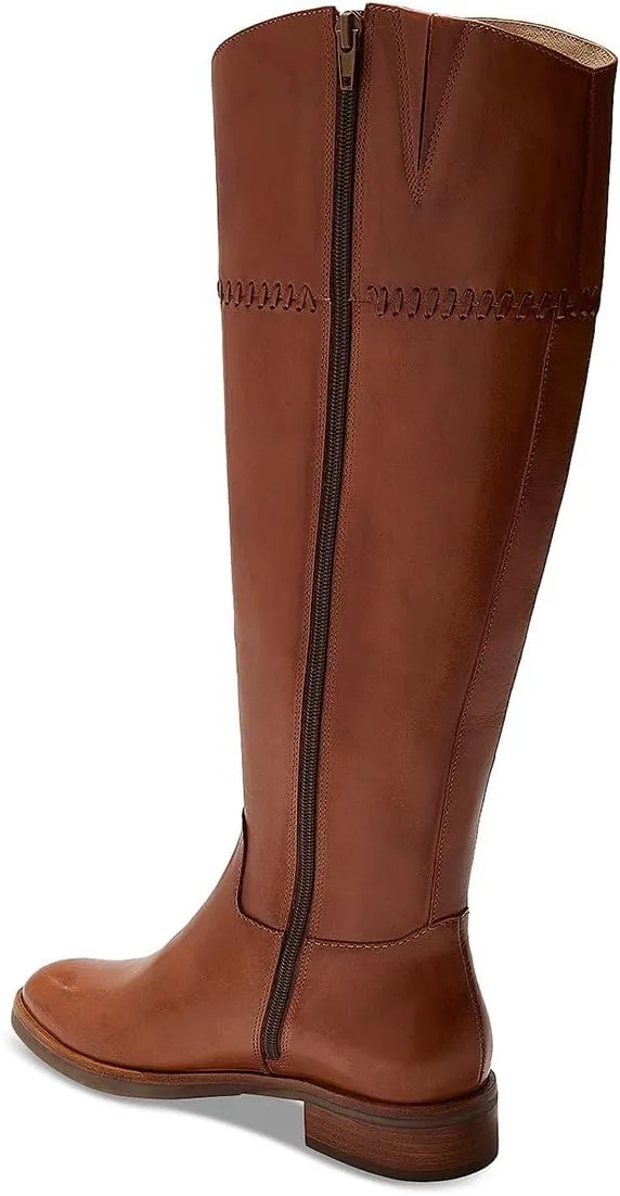 YDN Women Fashion Knee High Boots Round Toe Braid Flats Block Low Heels Zippers Shoes Party Shopping Daily Size 4-16 US