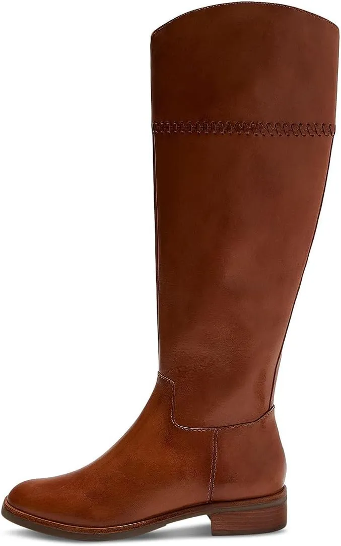 YDN Women Fashion Knee High Boots Round Toe Braid Flats Block Low Heels Zippers Shoes Party Shopping Daily Size 4-16 US