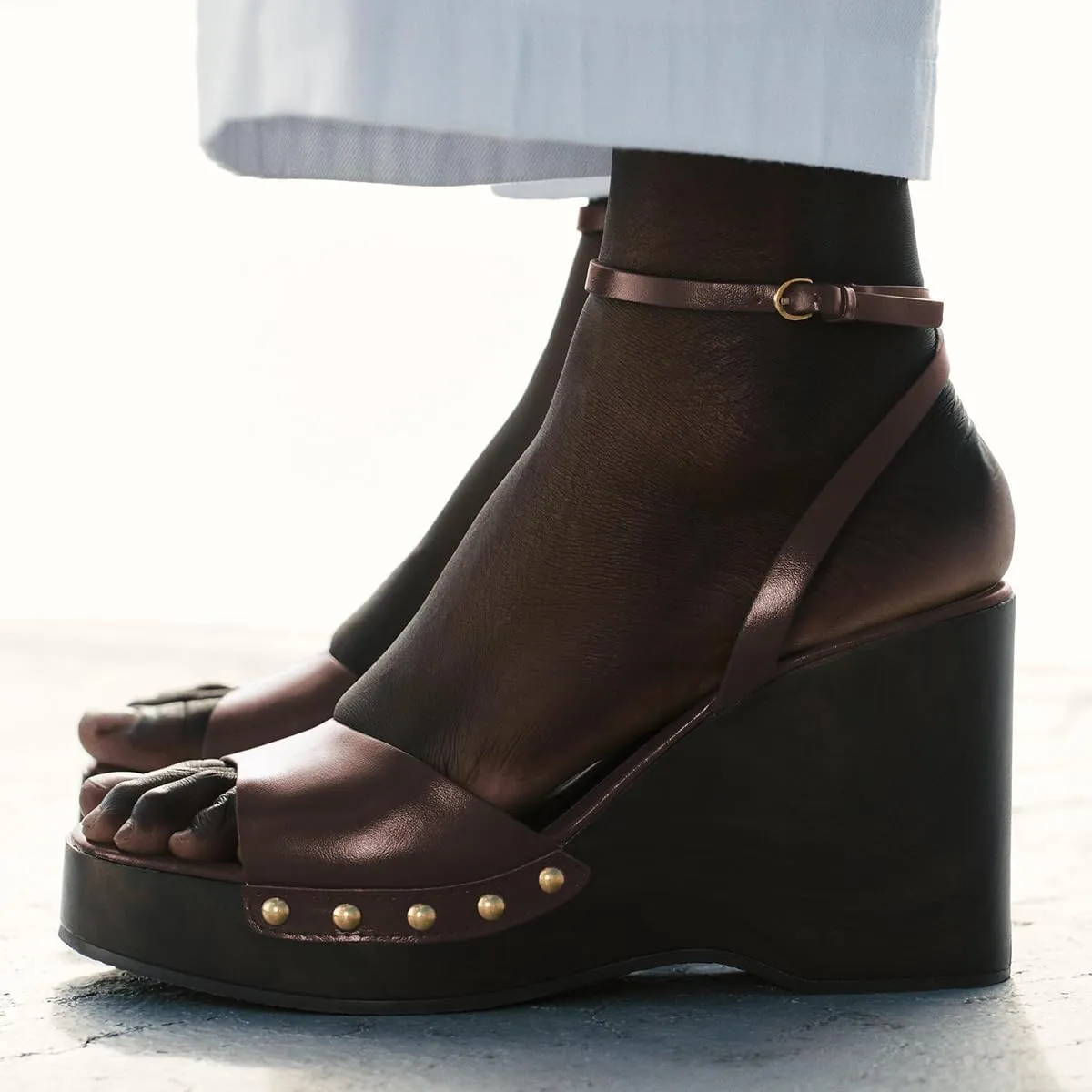 YDN Women Open Toe Platform Sandals with Rivets Studs Strap Buckles Wedges High Heels Summer Party Dress Shoes Size 4-16 US