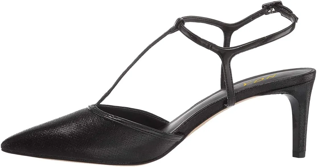 YDN Women T-Strap Pointed Toe Mid Kitten Heel Pumps Slingback Ankle Strap Sandals with Buckle Dress Office Shoes