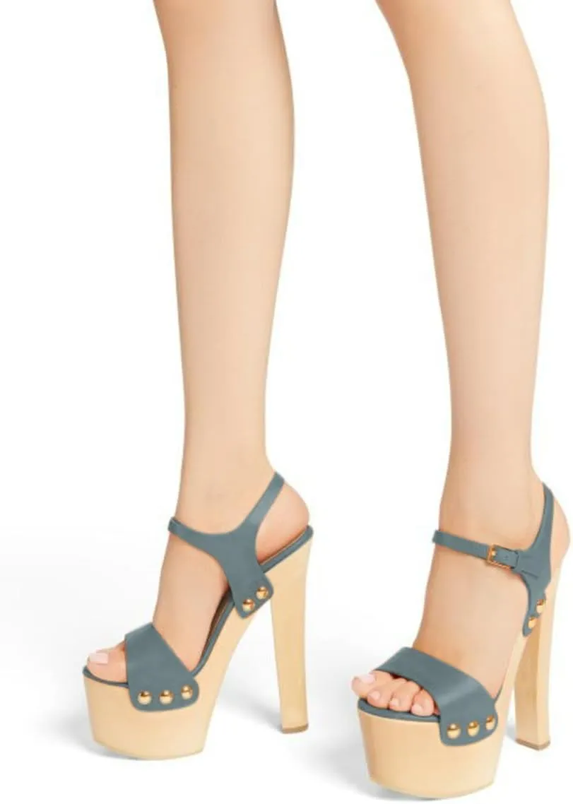 YDN Women's Platform Heeled Sandals Open Round Toe Chunky High Heels Backless Ankle Strap Sexy Casual Shoes for Spring Summer Party Size 4-16 US