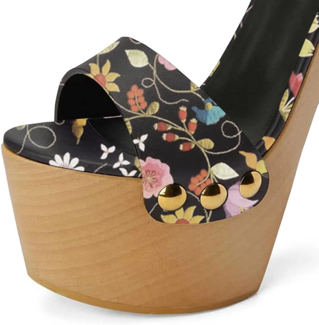 YDN Women's Platform Heeled Sandals Open Round Toe Chunky High Heels Backless Ankle Strap Sexy Casual Shoes for Spring Summer Party Size 4-16 US
