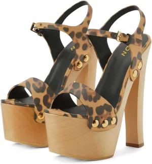 YDN Women's Platform Heeled Sandals Open Round Toe Chunky High Heels Backless Ankle Strap Sexy Casual Shoes for Spring Summer Party Size 4-16 US