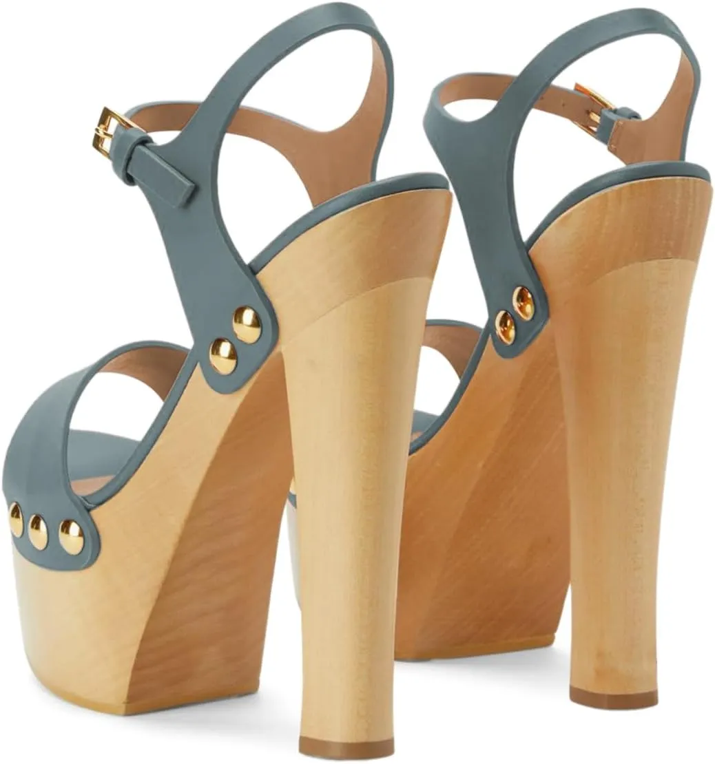 YDN Women's Platform Heeled Sandals Open Round Toe Chunky High Heels Backless Ankle Strap Sexy Casual Shoes for Spring Summer Party Size 4-16 US