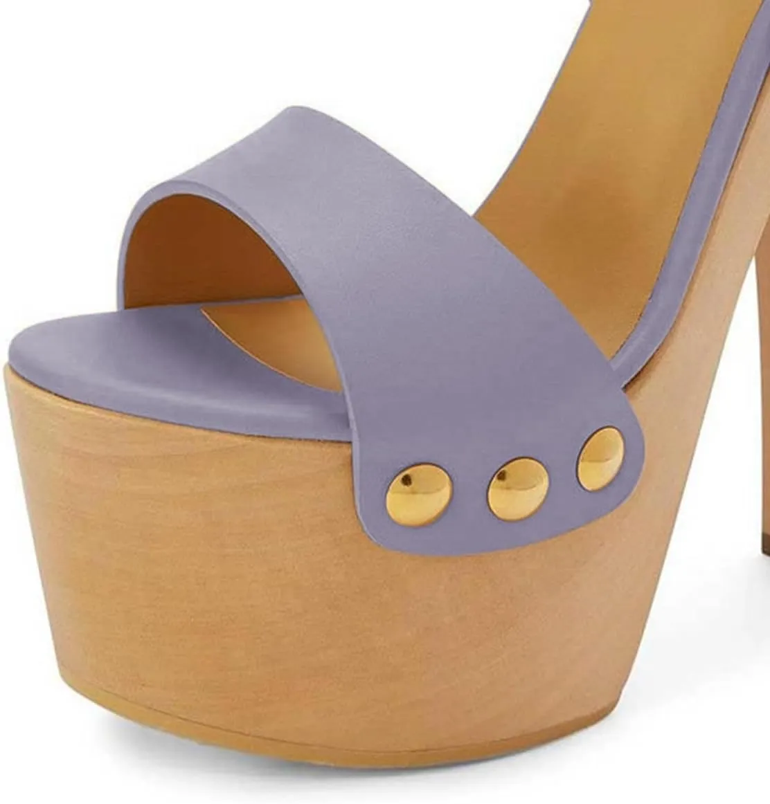 YDN Women's Platform Heeled Sandals Open Round Toe Chunky High Heels Backless Ankle Strap Sexy Casual Shoes for Spring Summer Party Size 4-16 US