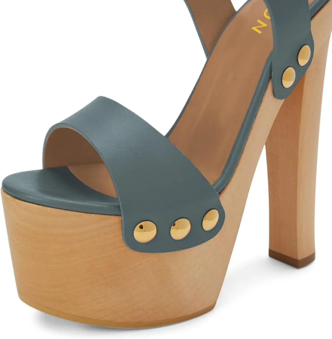 YDN Women's Platform Heeled Sandals Open Round Toe Chunky High Heels Backless Ankle Strap Sexy Casual Shoes for Spring Summer Party Size 4-16 US