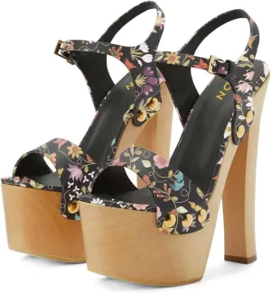 YDN Women's Platform Heeled Sandals Open Round Toe Chunky High Heels Backless Ankle Strap Sexy Casual Shoes for Spring Summer Party Size 4-16 US