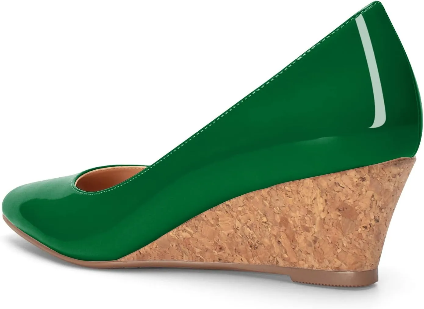 YODEKS Women's Low Wedge Heel Pumps Pointed Toe Cork Wedge Heel Slip On 2 Inch Solid Formal Closed Toe Dressy Shoes for Wedding Party Evening
