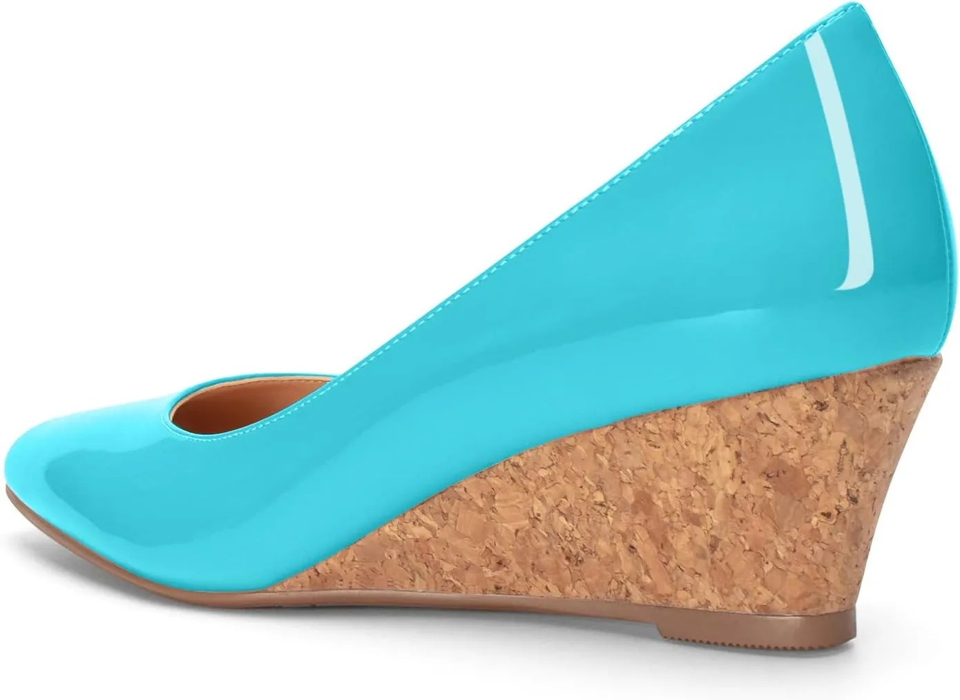 YODEKS Women's Low Wedge Heel Pumps Pointed Toe Cork Wedge Heel Slip On 2 Inch Solid Formal Closed Toe Dressy Shoes for Wedding Party Evening