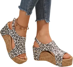 ZKXYFFS Women's Platform Wedge Sandals Open Toe Ankle Strap Buckle Cork Flatform Sandals Casual Summer Beach Comfortable Sandals