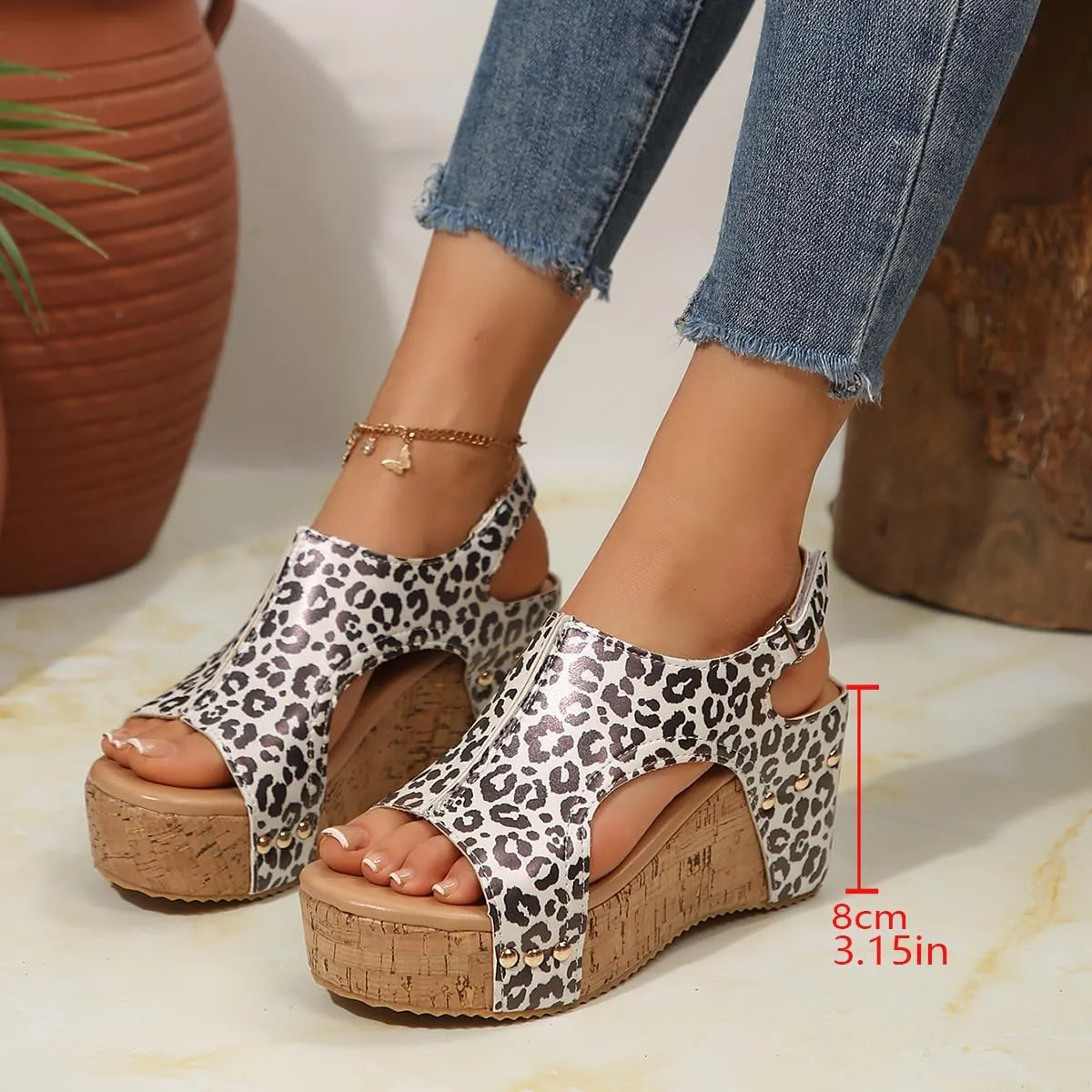 ZKXYFFS Women's Platform Wedge Sandals Open Toe Ankle Strap Buckle Cork Flatform Sandals Casual Summer Beach Comfortable Sandals