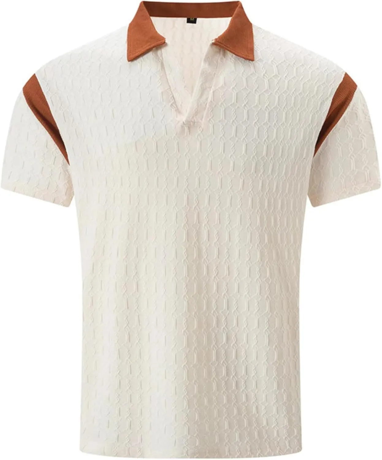 ZOCAVIA Men's Summer Shirts Casual Collared V Neck Short Sleeve Polo Shirts Fashion Solid Color Slim Fit Tops Daily